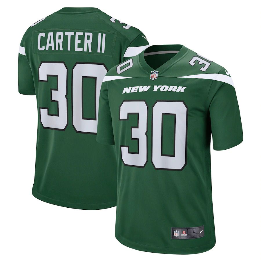 Men New York Jets 30 Michael Carter II Nike Gotham Green Game NFL Jersey